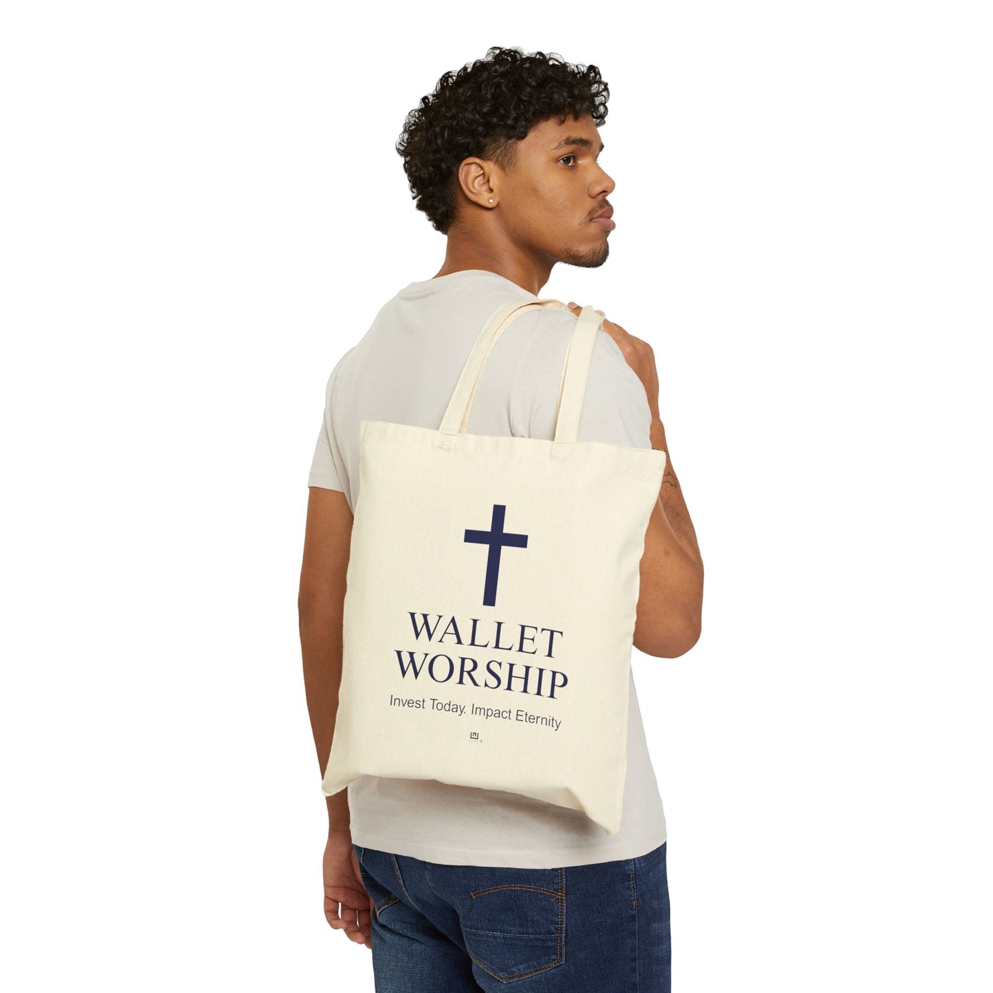 Tote Bag — "Wallet Worship" Christian Canvas Tote (Invest Today, Impact Eternity)