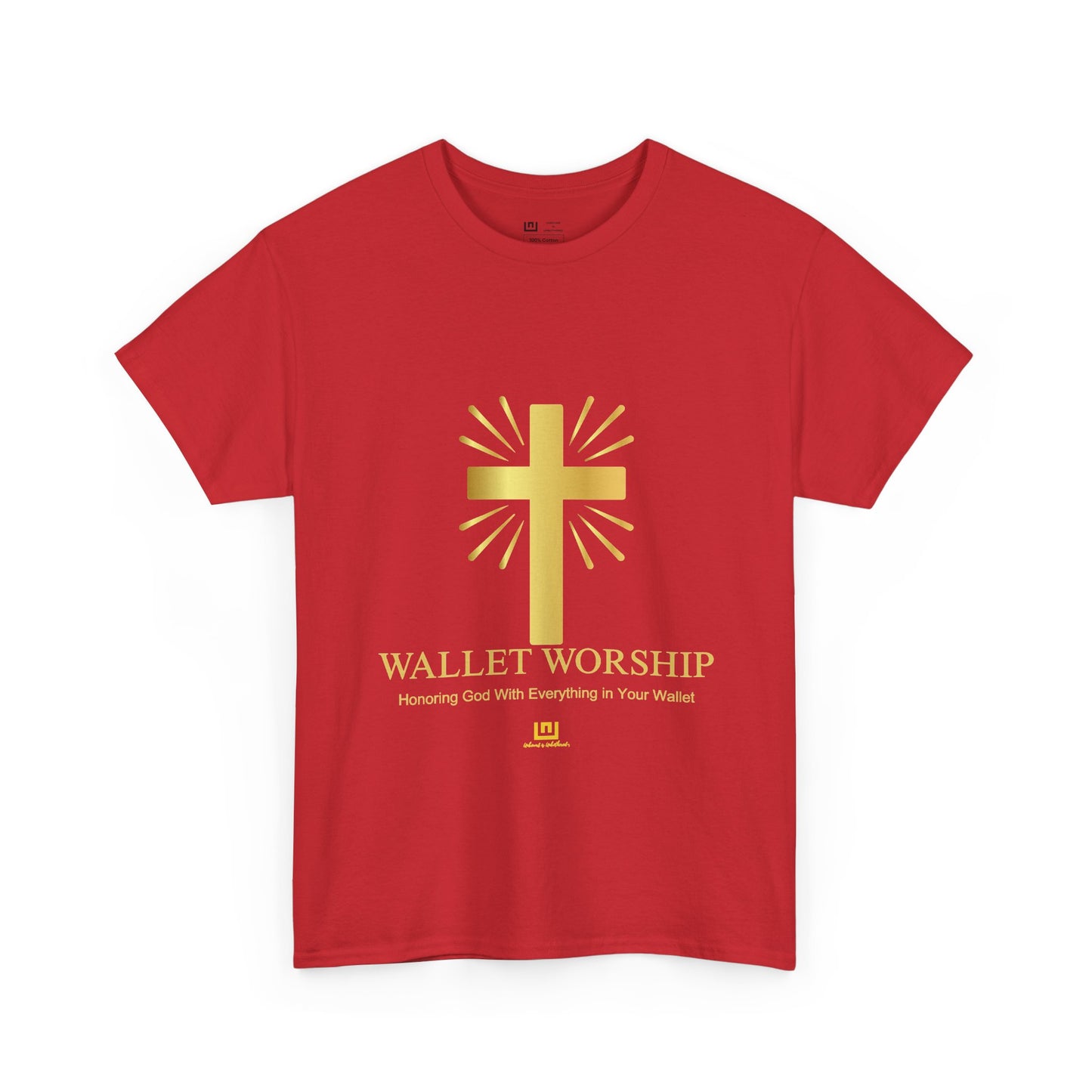 Wallet Worship T‑Shirt — Gold Cross Christian Faith Tee