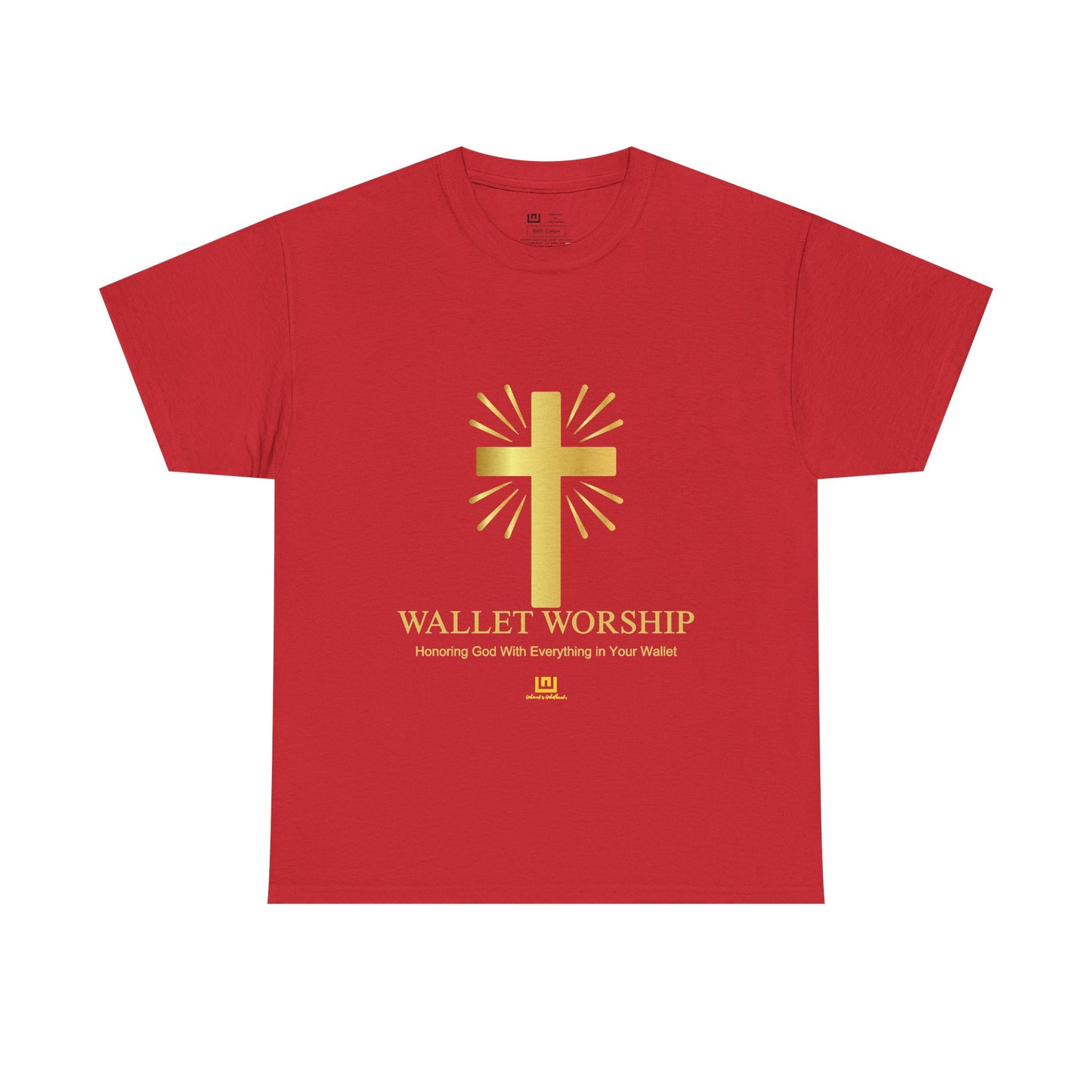 Wallet Worship T‑Shirt — Gold Cross Christian Faith Tee
